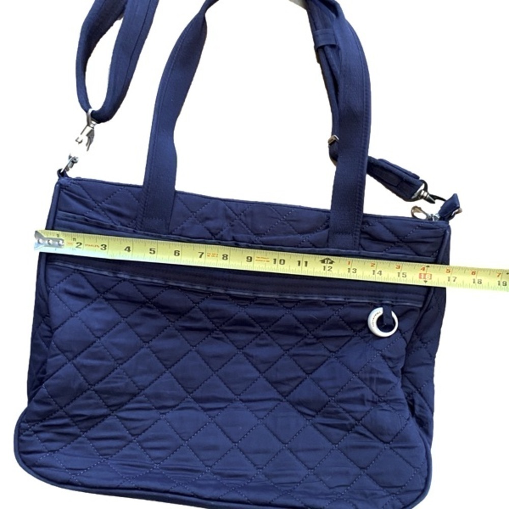 TRAVELON Anti-Theft RFID-Blocking Quilted Shoulder Tote Bag, Navy Blue - Picture 12 of 16